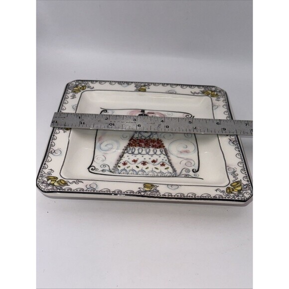 THE WEDDING-Made in Italy- 6 7/8" Square- Ceramic Cake Side Plate/Plate - Picture 5 of 5